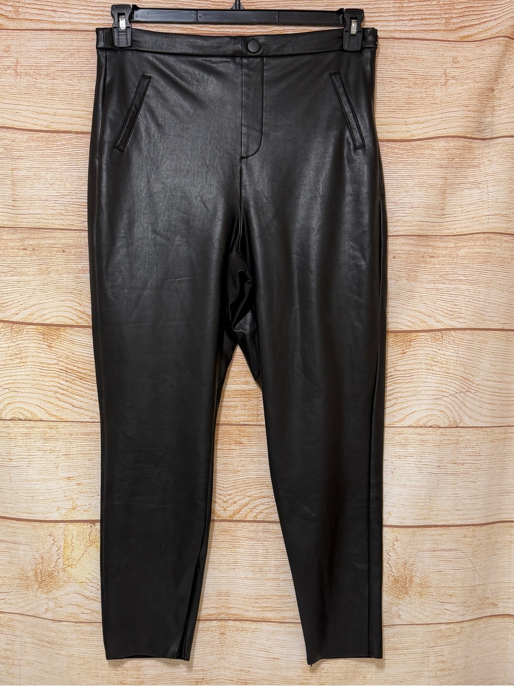 Fashion Nova Black Faux Leather Ankle Zip Skinny Pants Size 1X